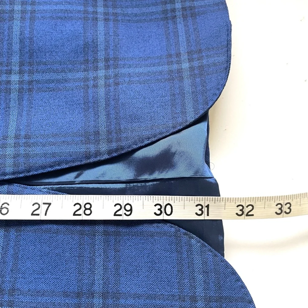 Ermenegildo Zegna Wool Sport Coat Blue Windowpane US 42L/IT 52L Blazer Office
